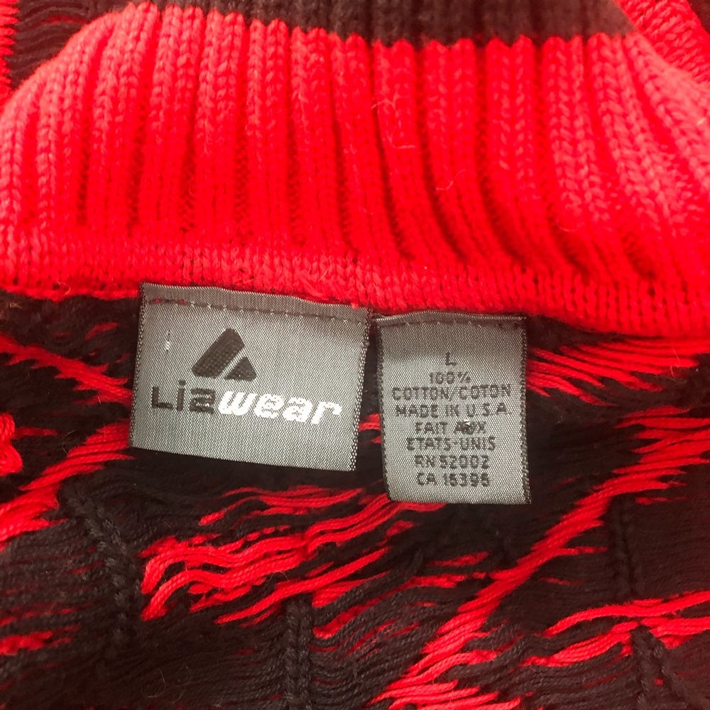 Vintage Graphic Red Sweater Lizwear 100% Cotton M - Picture 9 of 11
